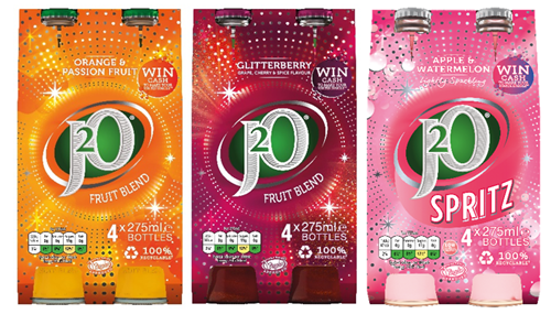 J2O flavours with sparkling multipack packaging